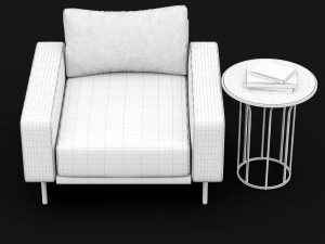 chair piu single bt design and cara cofe table 3D Model