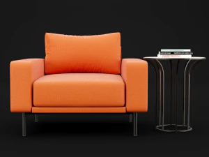 chair piu single bt design and cara cofe table 3D Model