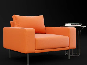 chair piu single bt design and cara cofe table 3D Model