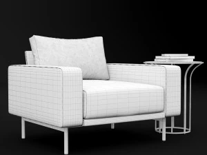 chair piu single bt design and cara cofe table 3D Model