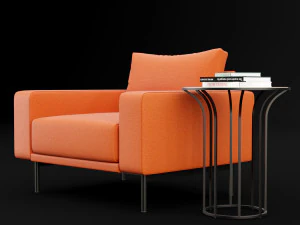 chair piu single bt design and cara cofe table 3D Model