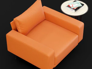 chair piu single bt design and cara cofe table 3D Model