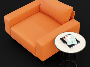chair piu single bt design and cara cofe table 3D Model