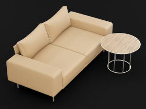 sofa piu double 180 and cara 620 cofe table bt design 3D Model