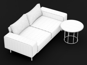 sofa piu double 180 and cara 620 cofe table bt design 3D Model