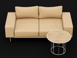 sofa piu double 180 and cara 620 cofe table bt design 3D Model