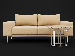 sofa piu double 180 and cara 620 cofe table bt design 3D Model