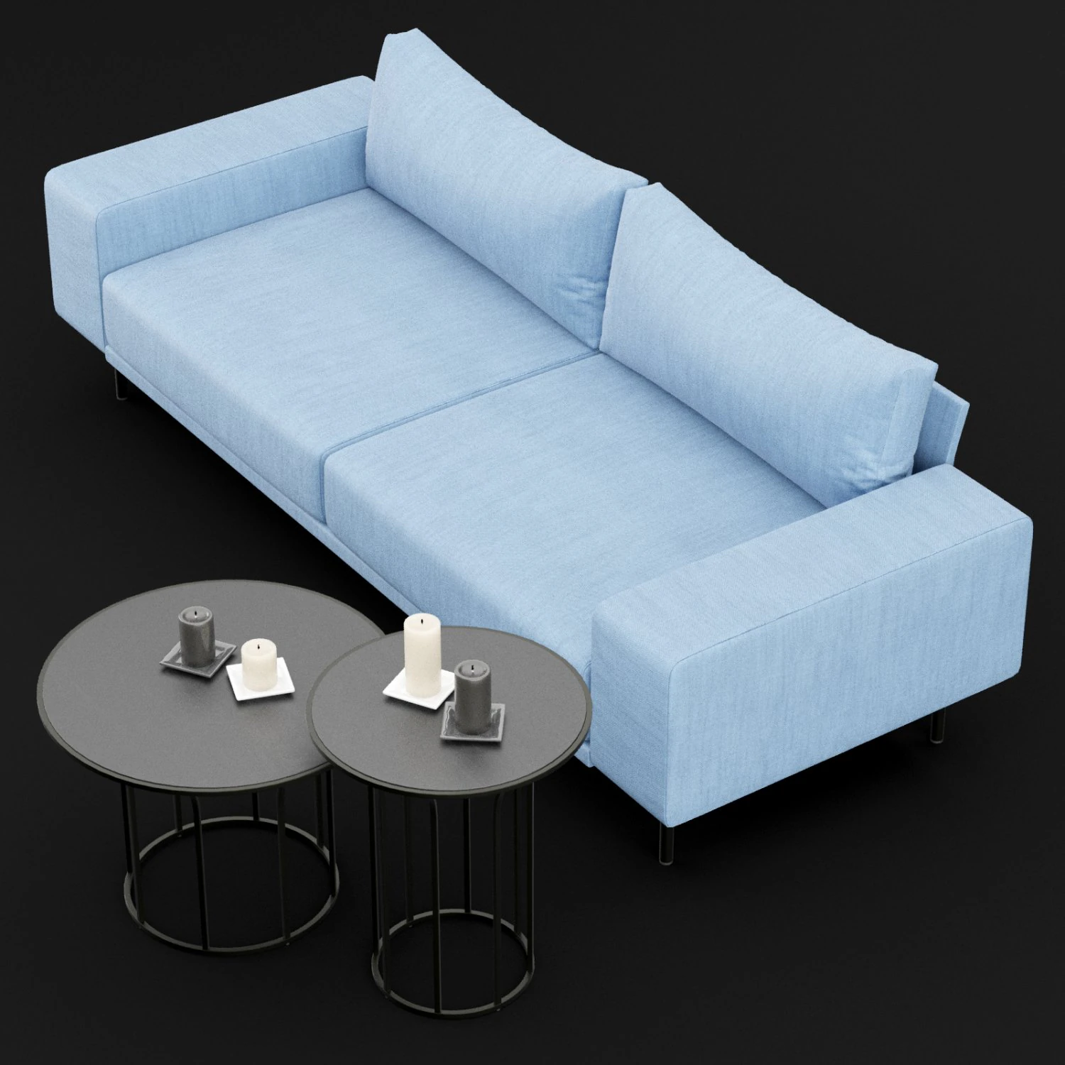 sofa piu double 220 and cara 620 and 470 cofe table bt design 3D Model .c4d .max .obj .3ds .fbx .stl .blend 
