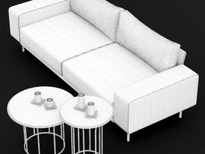 sofa piu double 220 and cara 620 and 470 cofe table bt design 3D Model
