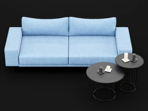 sofa piu double 220 and cara 620 and 470 cofe table bt design 3D Model