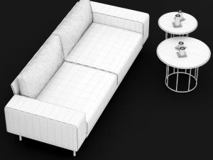 sofa piu double 220 and cara 620 and 470 cofe table bt design 3D Model