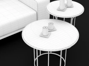 sofa piu double 220 and cara 620 and 470 cofe table bt design 3D Model