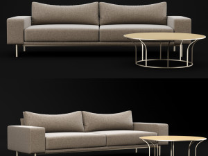 sofa piu double 250 and cara 100 cofe table bt design 3D Model