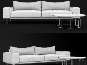 sofa piu double 250 and cara 100 cofe table bt design Model 3D
