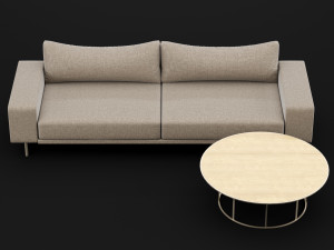 sofa piu double 250 and cara 100 cofe table bt design Model 3D