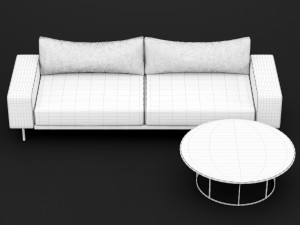 sofa piu double 250 and cara 100 cofe table bt design Model 3D