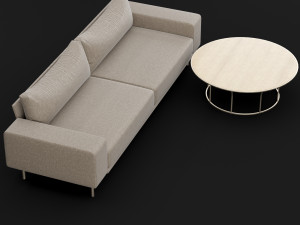 sofa piu double 250 and cara 100 cofe table bt design Model 3D