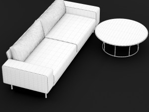sofa piu double 250 and cara 100 cofe table bt design Model 3D