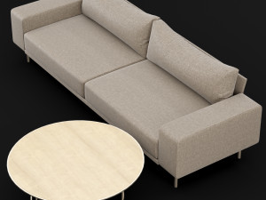 sofa piu double 250 and cara 100 cofe table bt design Model 3D