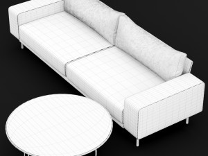 sofa piu double 250 and cara 100 cofe table bt design Model 3D