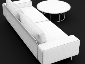 sofa piu double 250 and cara 100 cofe table bt design Model 3D