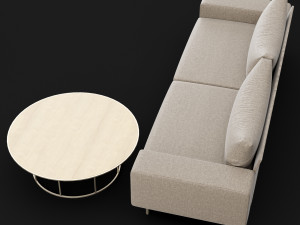 sofa piu double 250 and cara 100 cofe table bt design Model 3D