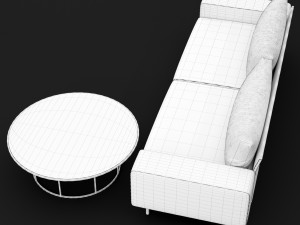 sofa piu double 250 and cara 100 cofe table bt design Model 3D