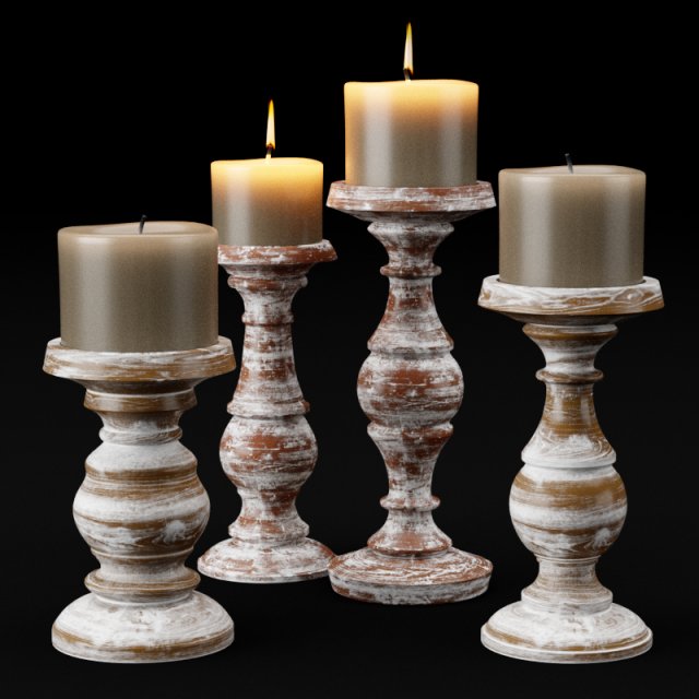 candlestick set 3 Modèle 3D .c4d .max .obj .3ds .fbx .stl .blend 