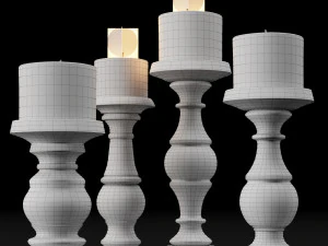 candlestick set 3 3D Model