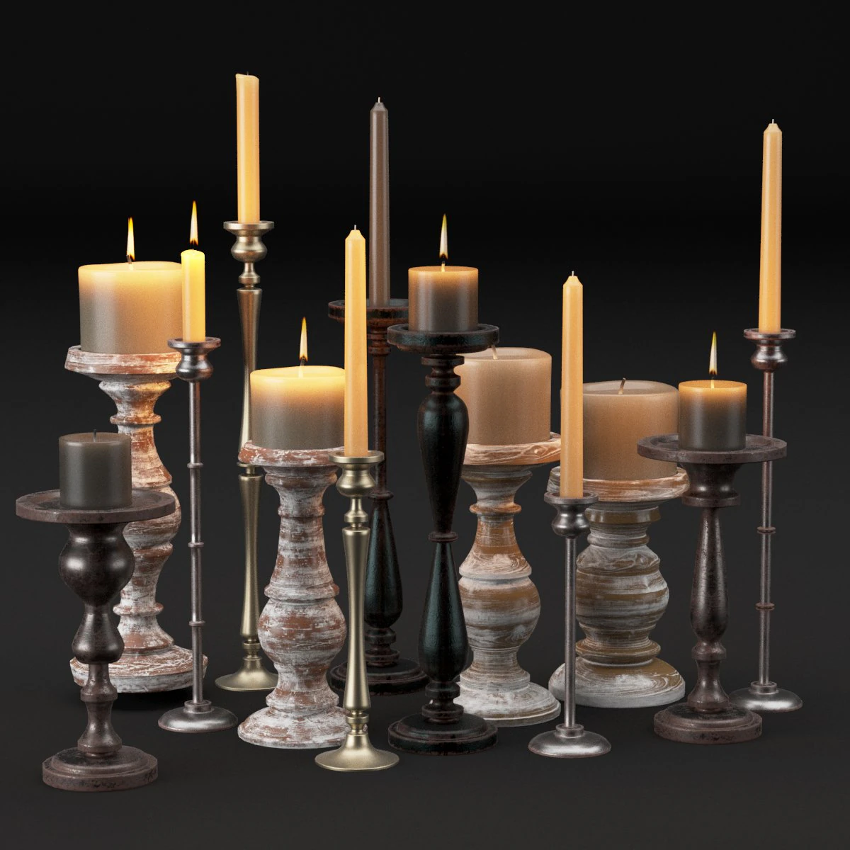 candlestick full 3D Model .c4d .max .obj .3ds .fbx .stl .blend 