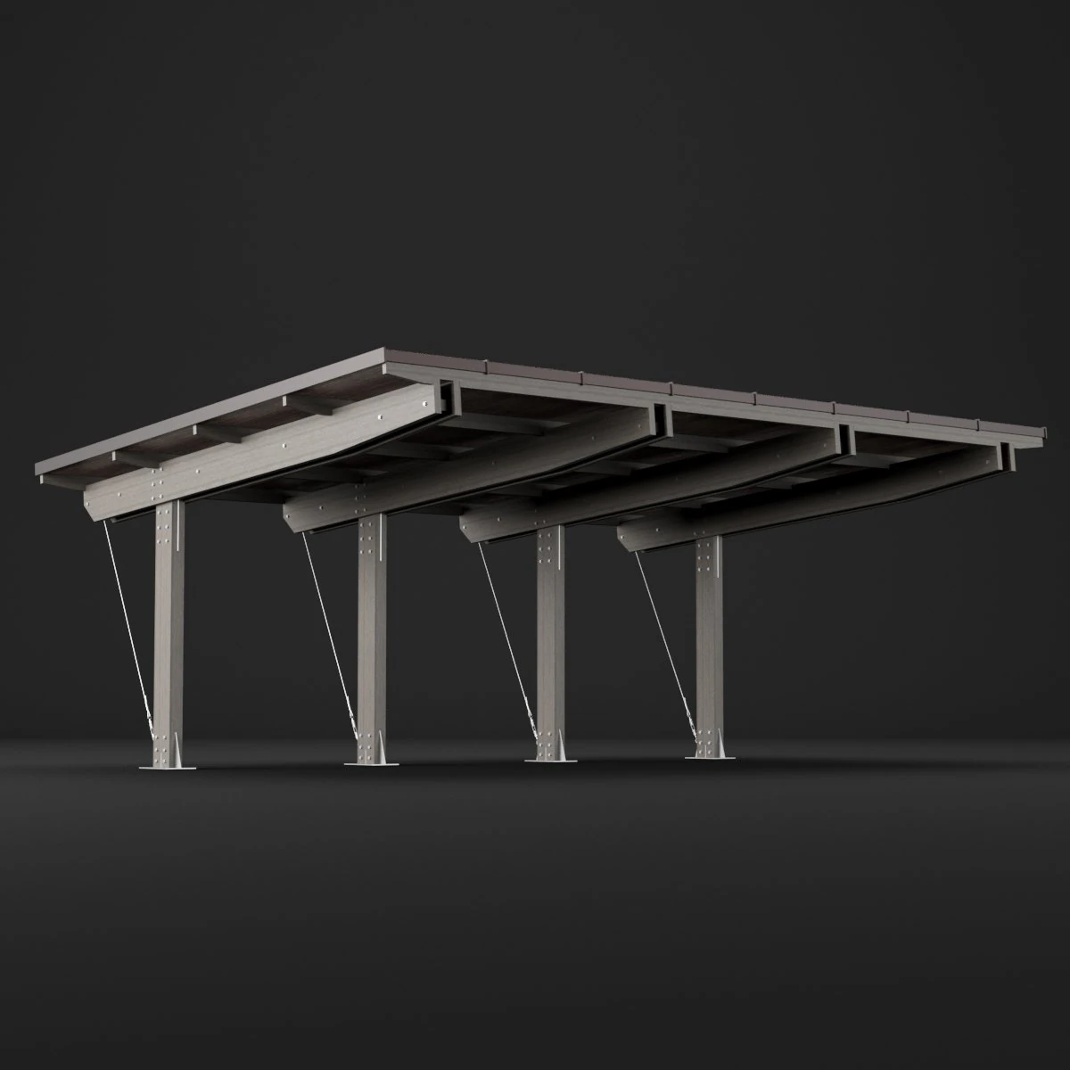 woden carport 4 3D Model .c4d .max .obj .3ds .fbx .stl .blend 