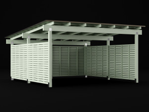 woden carport 5 Model 3D
