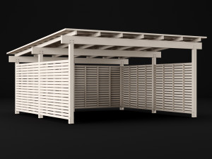 woden carport 5 Model 3D