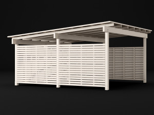 woden carport 5 Model 3D
