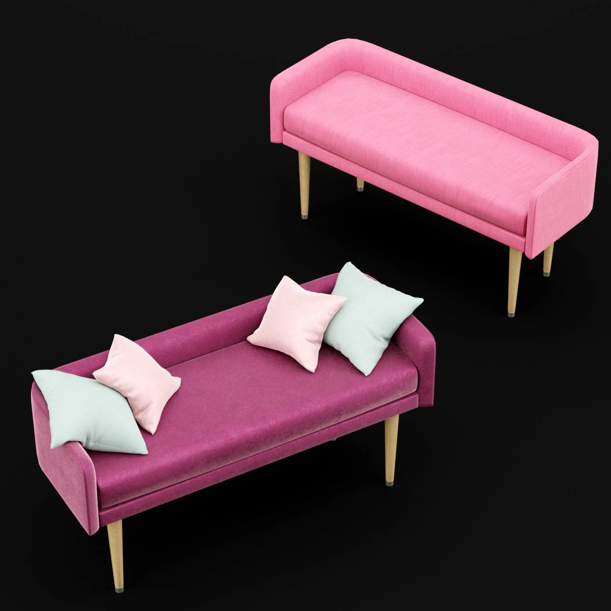 bed bench 4 3D Model .c4d .max .obj .3ds .fbx .stl .blend