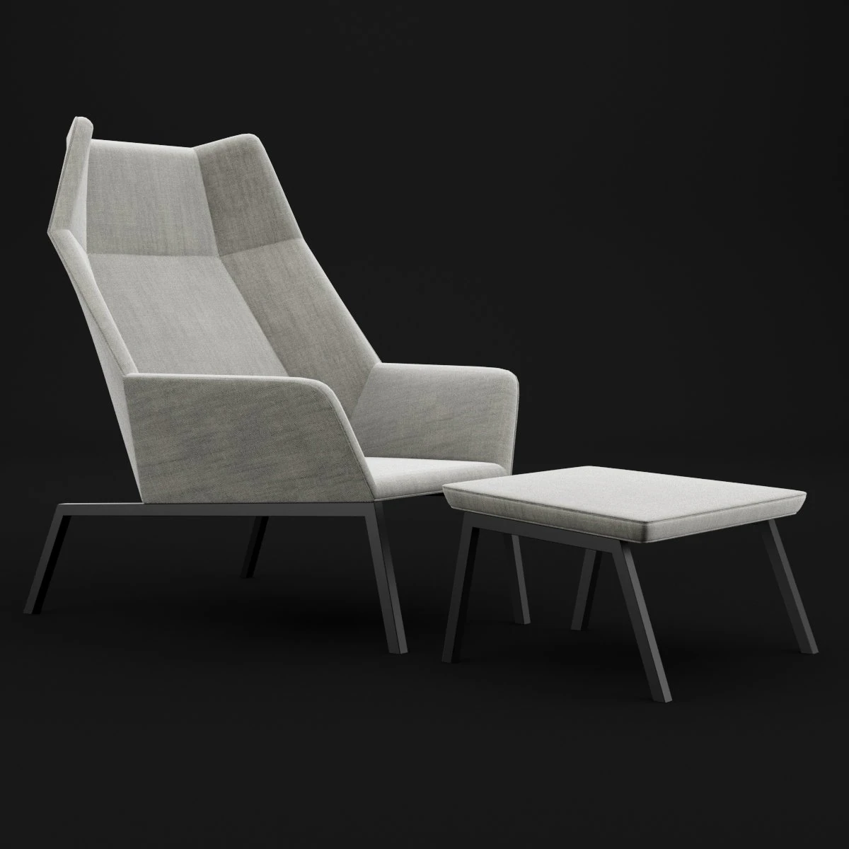 chair whith pouf 3D Model .c4d .max .obj .3ds .fbx .stl .blend