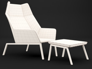 chair whith pouf Modèle 3D