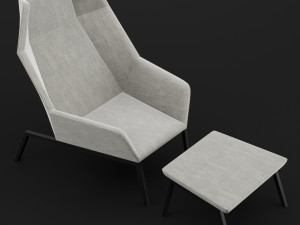 chair whith pouf Modèle 3D