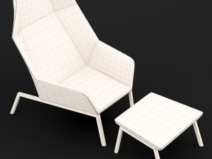 chair whith pouf Modèle 3D