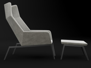 chair whith pouf Modèle 3D