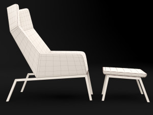 chair whith pouf Modèle 3D