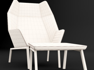 chair whith pouf Modèle 3D