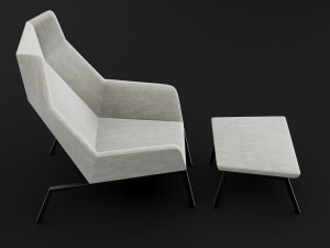 chair whith pouf Modèle 3D