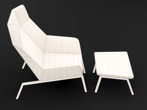 chair whith pouf Modèle 3D