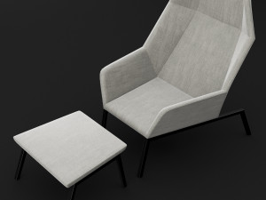 chair whith pouf Modèle 3D