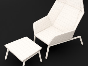 chair whith pouf Modèle 3D