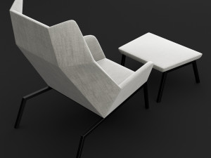 chair whith pouf Modèle 3D