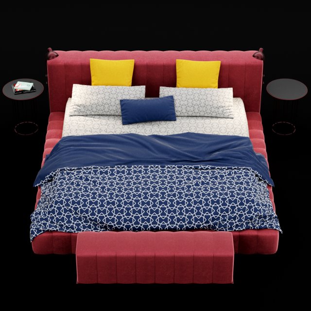 modern bed 12 3D Модель .c4d .max .obj .3ds .fbx .stl .blend 