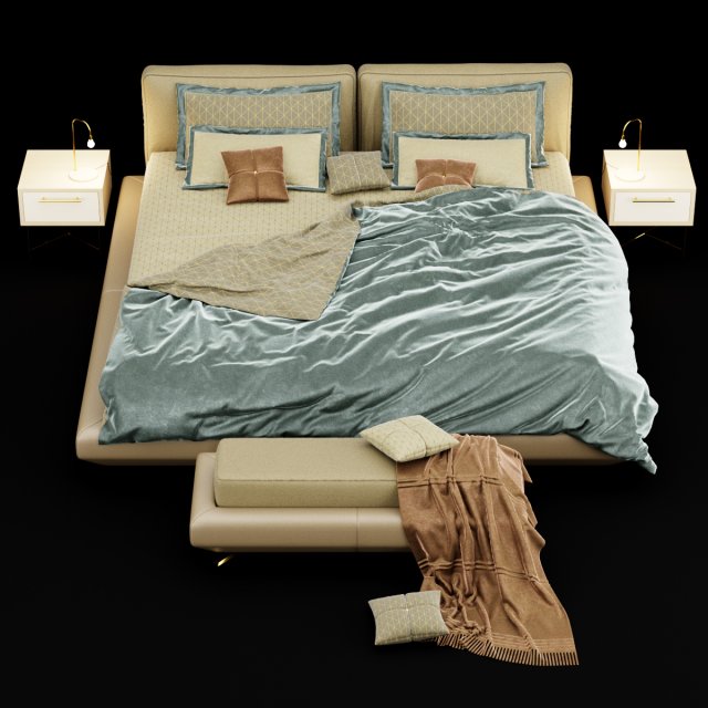 modern bed 13 Modello 3D .c4d .max .obj .3ds .fbx .stl .blend 