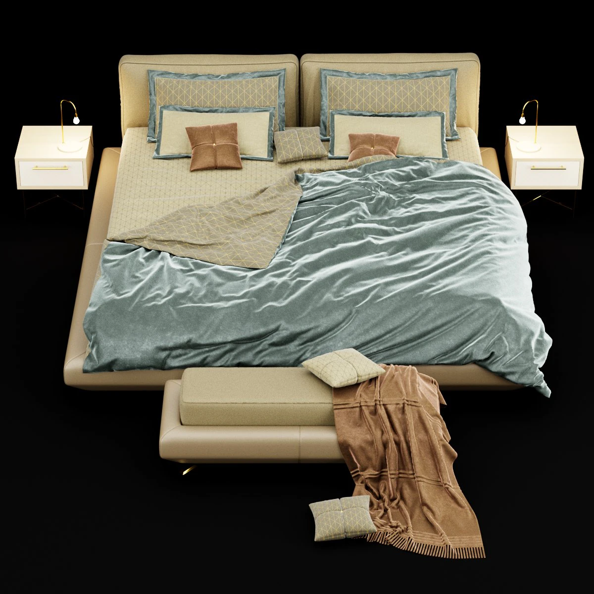 сучасне ліжко 13 3D Модель .c4d .max .obj .3ds .fbx .stl .blend 